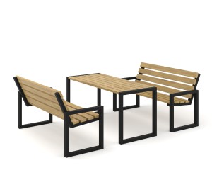 Zestaw ogrodowy szer. 180 cm - ławki z oparciem + stolik