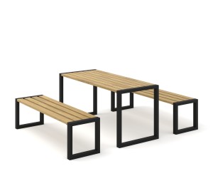 Zestaw ogrodowy szer. 180 cm - ławki bez oparcia + stolik