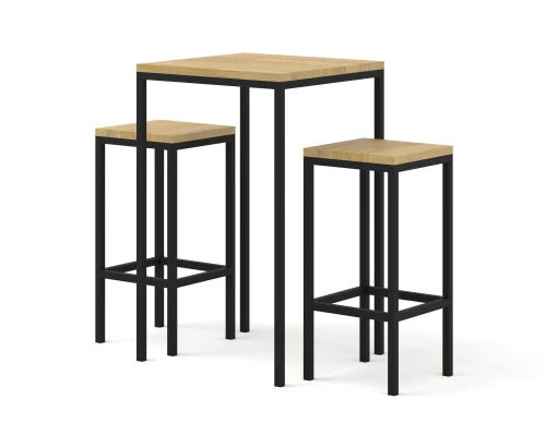 Kwadratowy stół loft i dwa hokery